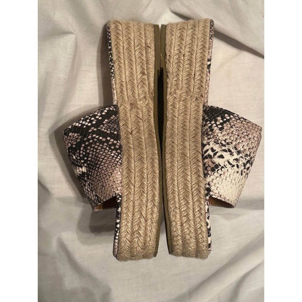 Camel Toes Flatform Espadrille Slide Mules Neutral Faux Snakeskin Sandals - Picture 5 of 14